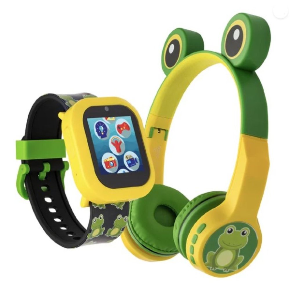 NEW iTech Jr Kids Boys Frog Smartwatch with On Ear Light up Bluetooth Headphones